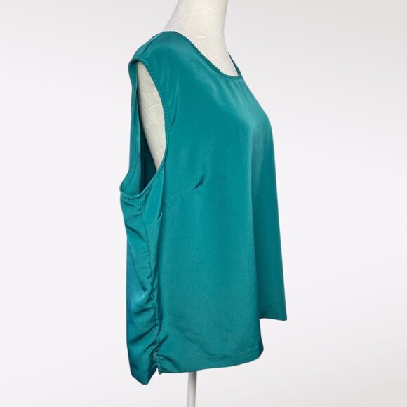 Blair Jade Green Sleeveless Blouse Silky Scoop Neck Pullover XL - Picture 6 of 10